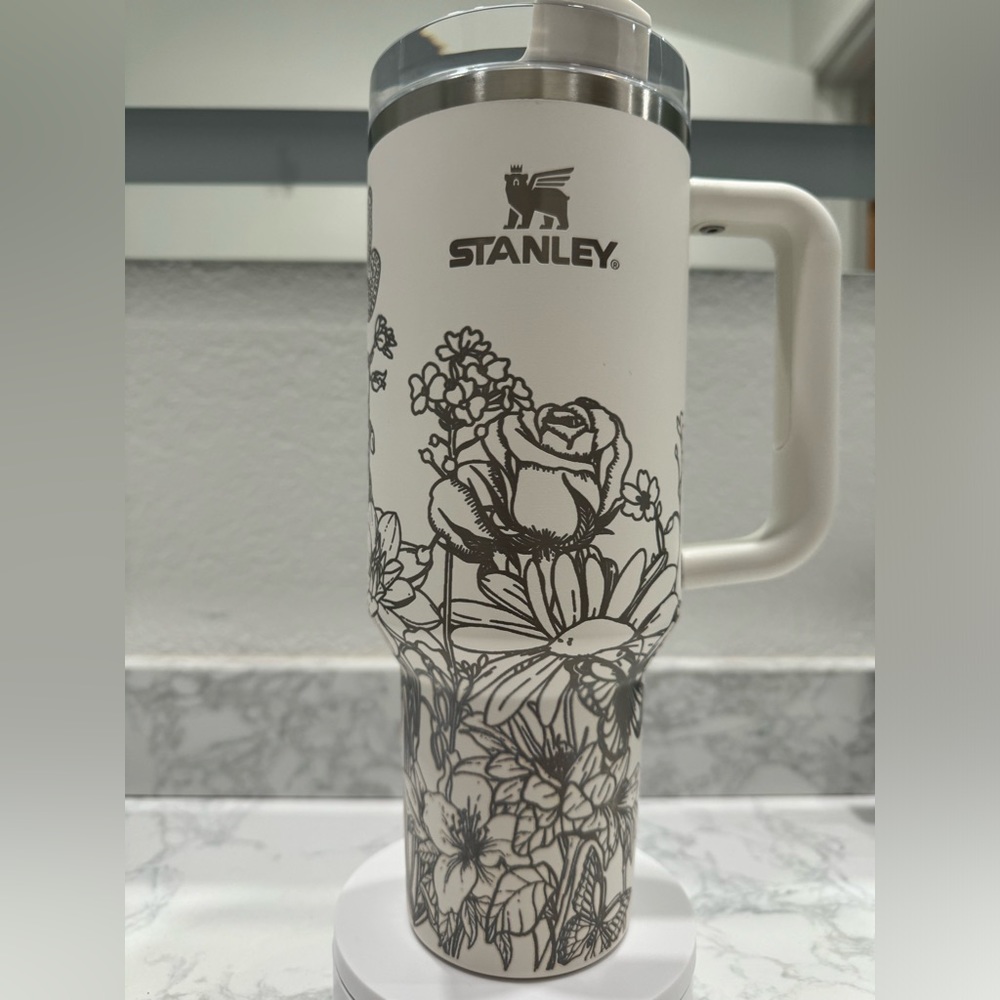 Laser Engraved Stanley Cup 40 oz - Butterfly Garden Design
